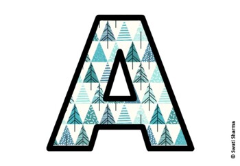 Winter Fir Trees Bulletin Board Letters, Alphabet Posters, Winter Classroom