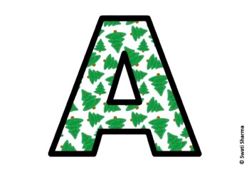 Winter Fir Trees Bulletin Board Letters, Alphabet Posters, Winter Classroom