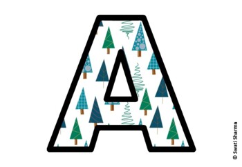 Winter Fir Trees Bulletin Board Letters, Alphabet Posters, Winter Classroom