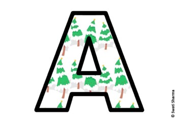 Winter Fir Trees Bulletin Board Letters, Alphabet Posters, Winter Classroom