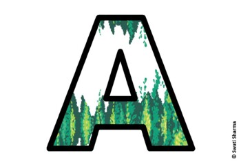 Winter Fir Trees Bulletin Board Letters, Alphabet Posters, Winter Classroom