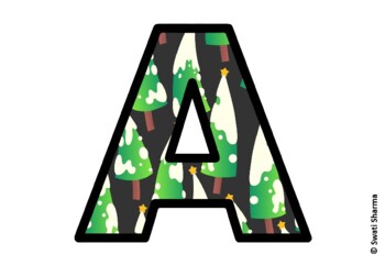 Winter Fir Trees Bulletin Board Letters, Alphabet Posters, Winter Classroom