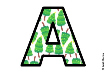 Winter Fir Trees Bulletin Board Letters, Alphabet Posters, Winter Classroom
