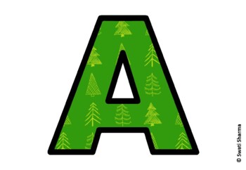 Winter Fir Trees Bulletin Board Letters, Alphabet Posters, Winter Classroom