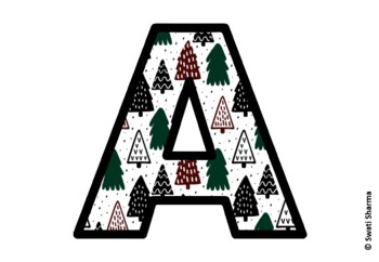 Winter Fir Trees Bulletin Board Letters, Alphabet Posters, Winter Classroom