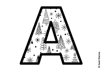 Winter Fir Trees Bulletin Board Letters, Alphabet Posters, Winter Classroom