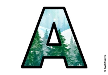 Winter Fir Trees Bulletin Board Letters, Alphabet Posters, Winter Classroom