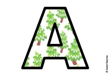 Winter Fir Trees Bulletin Board Letters, Alphabet Posters, Winter Classroom