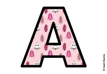 Winter Fir Trees Bulletin Board Letters, Alphabet Posters, Winter Classroom