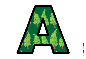 Winter Fir Trees Bulletin Board Letters, Alphabet Posters, Winter Classroom