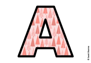 Winter Fir Trees Bulletin Board Letters, Alphabet Posters, Winter Classroom