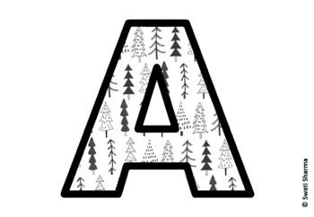 Winter Fir Trees Bulletin Board Letters, Alphabet Posters, Winter Classroom