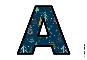 Winter Fir Trees Bulletin Board Letters, Alphabet Posters, Winter Classroom
