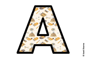 Winter Knitting Bulletin Board Letters, Alphabet Posters, Winter Classroom