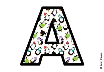 Winter Penguin Bulletin Board Letters, Alphabet Posters, Winter Classroom