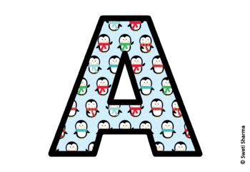 Winter Penguin Bulletin Board Letters, Alphabet Posters, Winter Classroom
