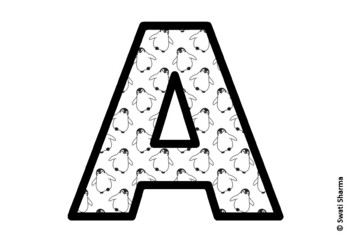 Winter Penguin Bulletin Board Letters, Alphabet Posters, Winter Classroom