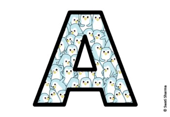 Winter Penguin Bulletin Board Letters, Alphabet Posters, Winter Classroom