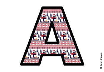 Winter Penguin Bulletin Board Letters, Alphabet Posters, Winter Classroom