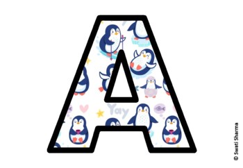 Winter Penguin Bulletin Board Letters, Alphabet Posters, Winter Classroom