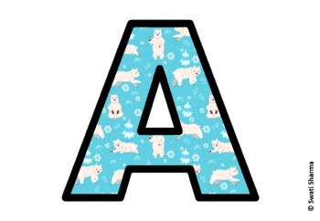 Winter Polar Bear Bulletin Board Letters, Alphabet Posters