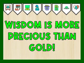 WISDOM IS MORE PRECIOUS THAN GOLD! St. Patrick's Day Bulletin Board Kit