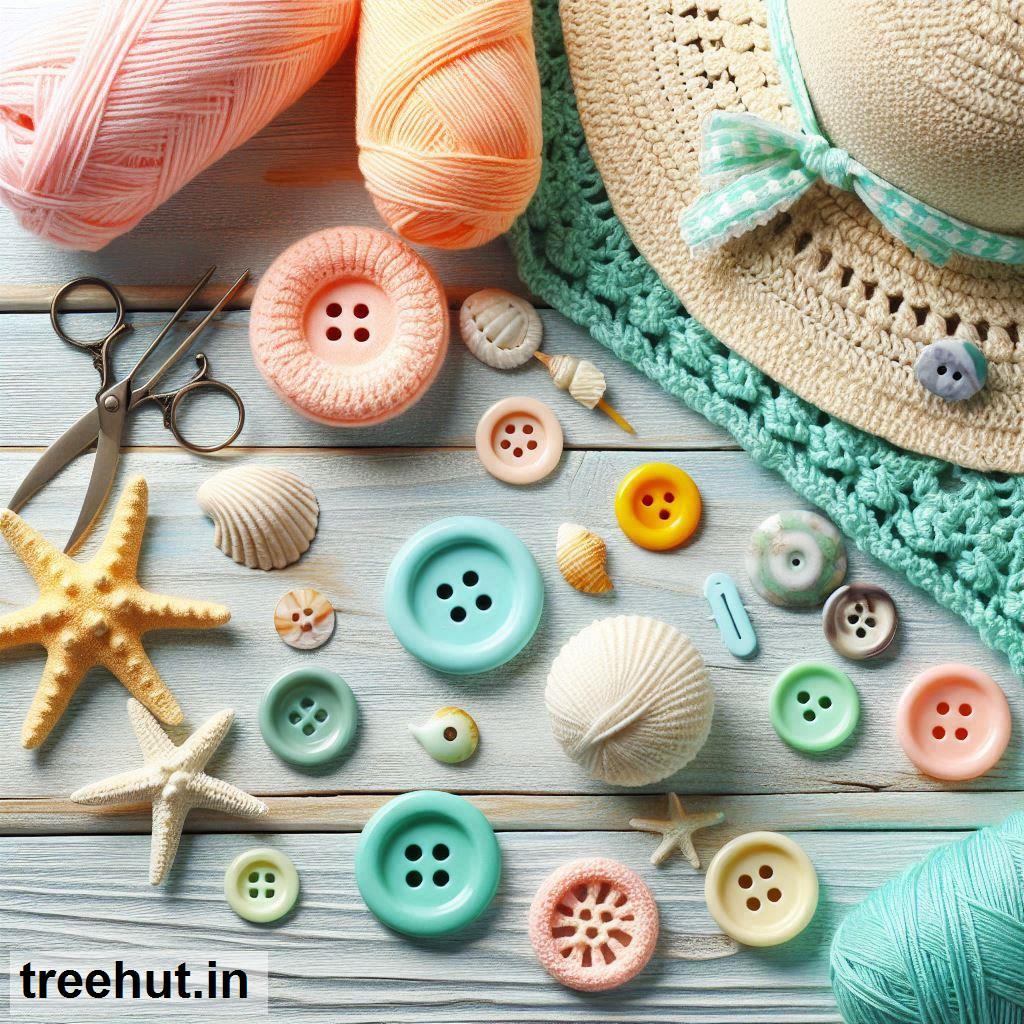 Beach theme Crochet Button Ideas, Summer Crochet Ideas