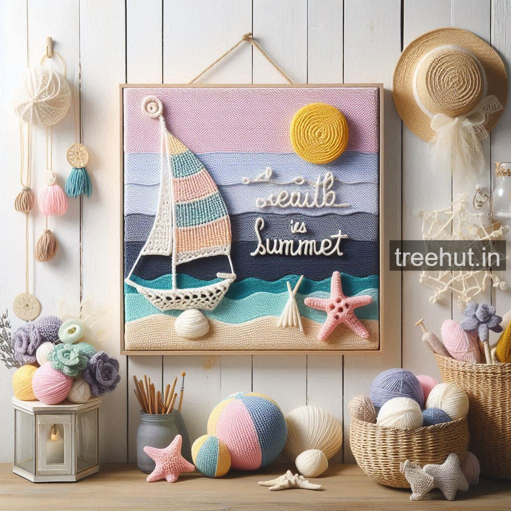 Beach theme Crochet Wall Decor Ideas, Summer Crochet Ideas