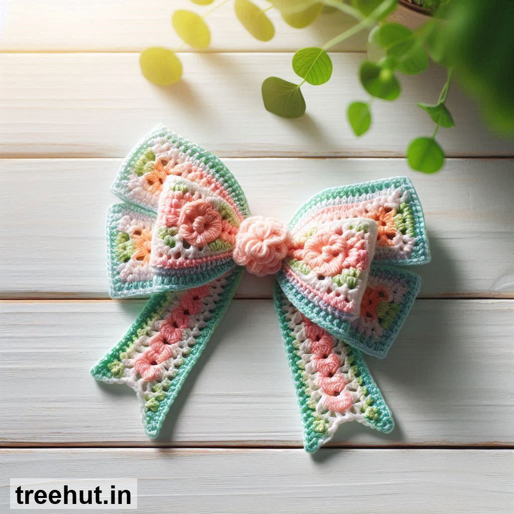 Christmas Crochet Bow Ribbon Ideas patterns and how to make them, Christmas Crochet Ideas