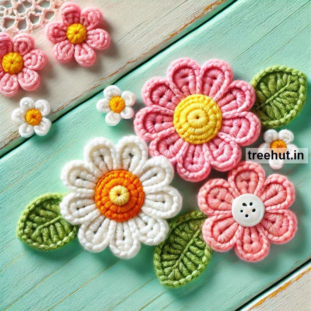 Crochet Flower Ideas, Appliques and Small Crochet Projects with Leftover Yarn