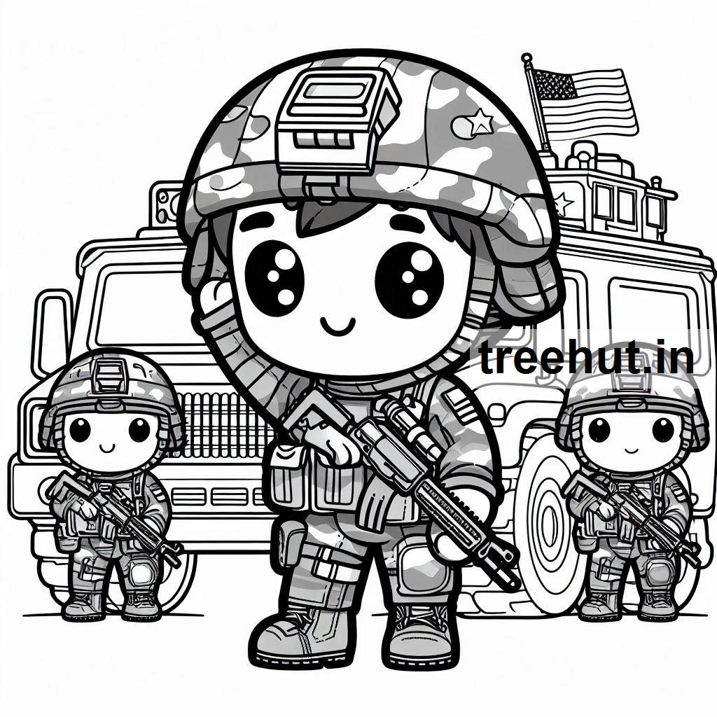 Cute Army Coloring Pages
