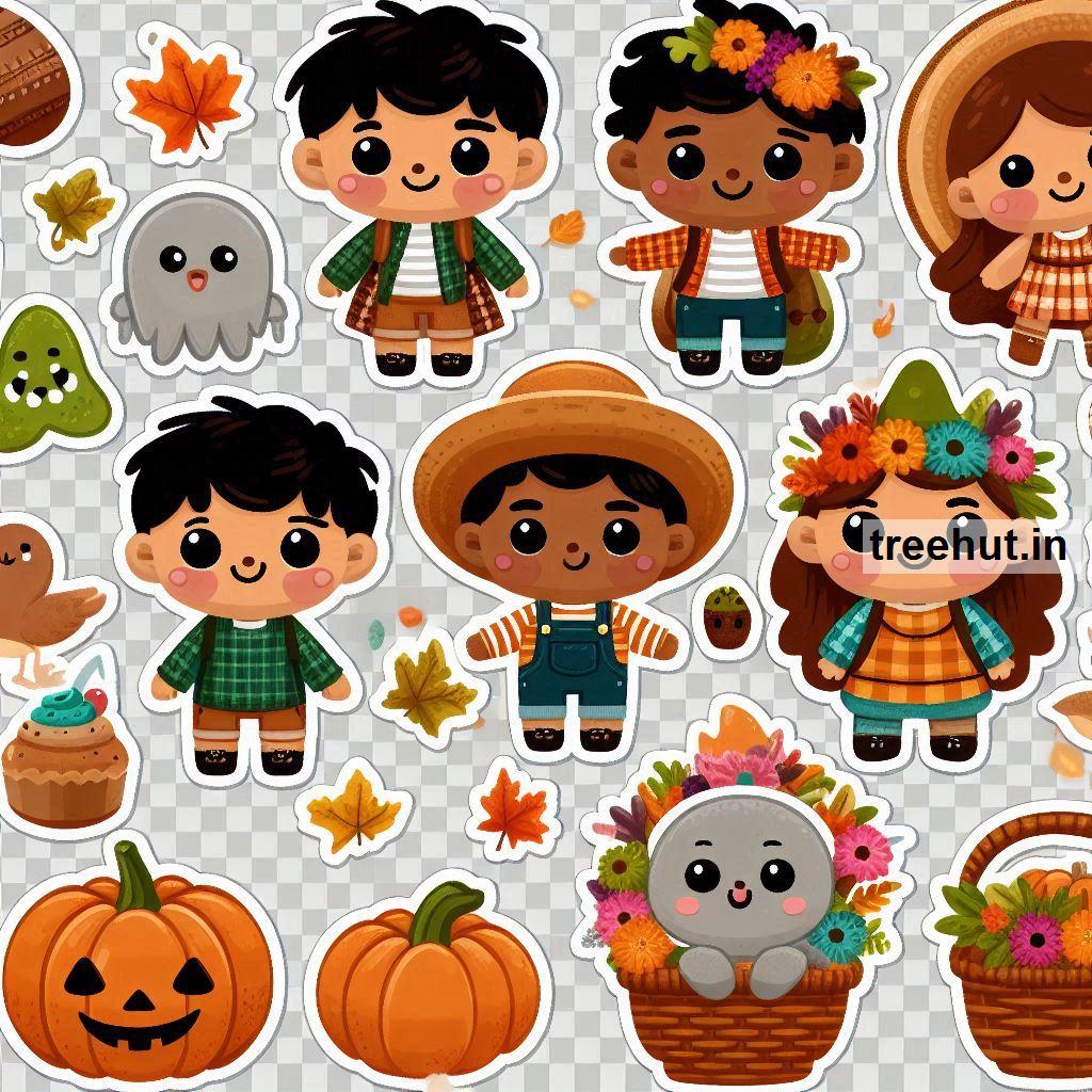 Cute Printable Fall Kids Stickers and 95 Craft Ideas with Fall Kids Stickers