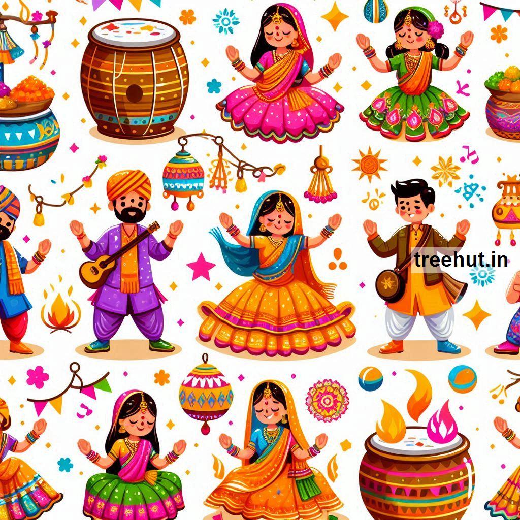 Cute Printable Garba Dance Stickers and 95 Craft Ideas with Garba Dance Stickers