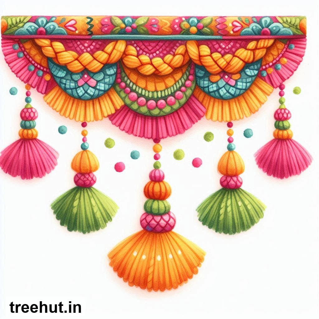 Free Colorful Toran Accent Cutout for Wall Hanging Decoration, Printables for Diwali, Navratri, Indian Festivals DIY Hindu Crafts