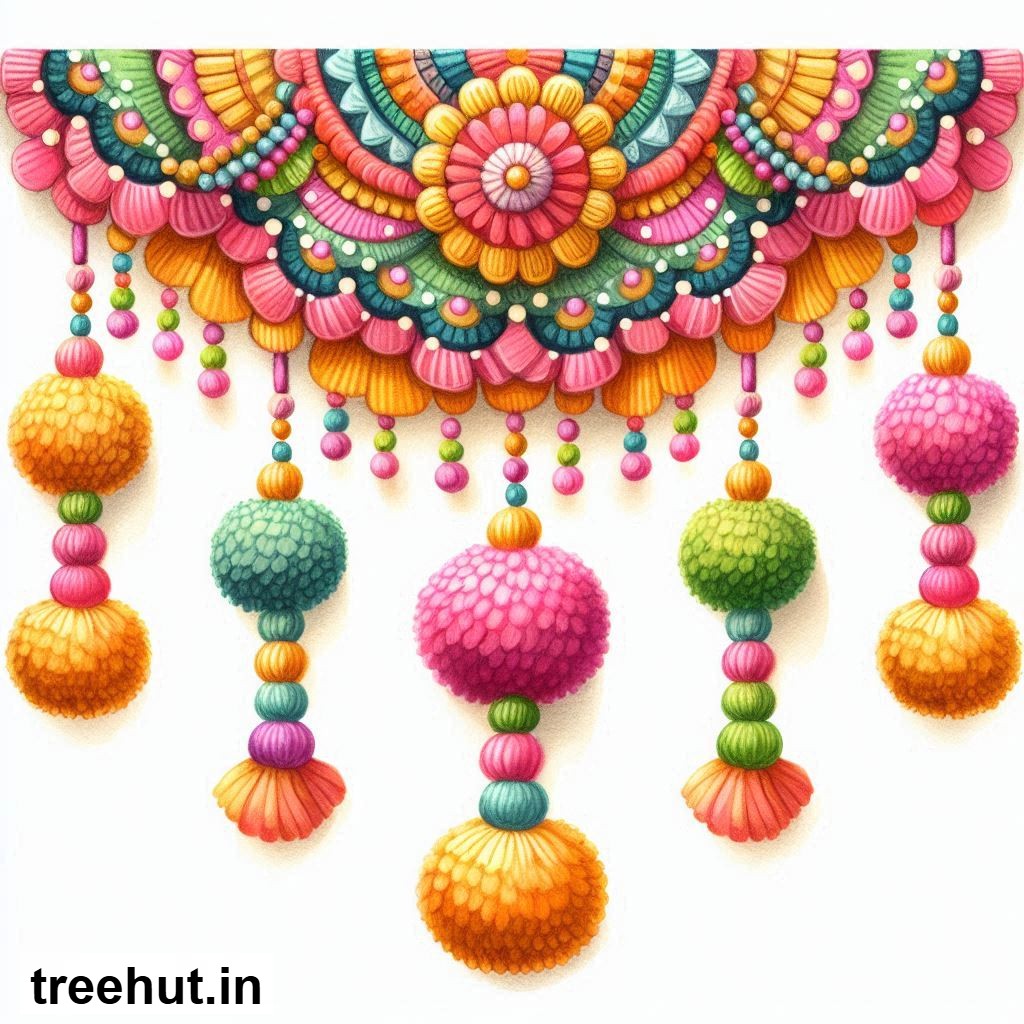 Free Colorful Toran Accent Cutout for Wall Hanging Decoration, Printables for Diwali, Navratri, Indian Festivals DIY Hindu Crafts
