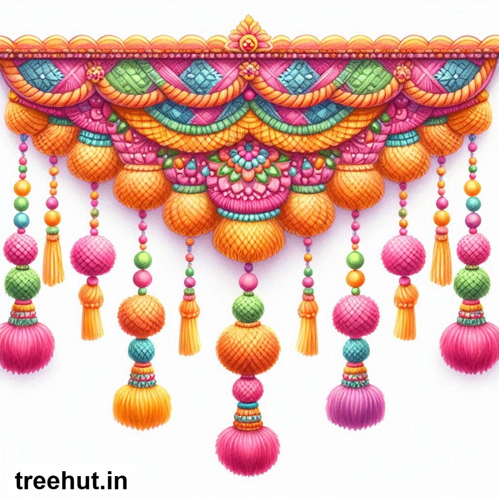 Free Colorful Toran Accent Cutout for Wall Hanging Decoration, Printables for Diwali, Navratri, Indian Festivals DIY Hindu Crafts