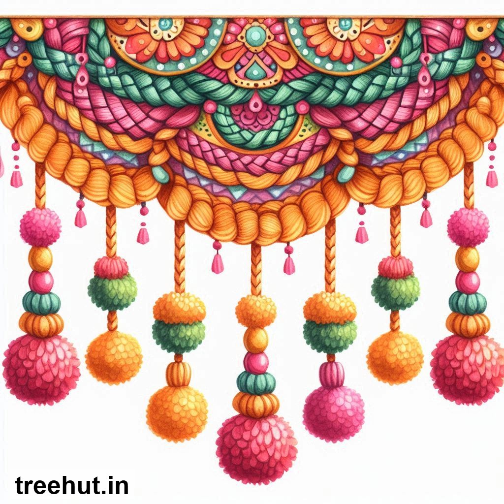 Free Colorful Toran Accent Cutout for Wall Hanging Decoration, Printables for Diwali, Navratri, Indian Festivals DIY Hindu Crafts