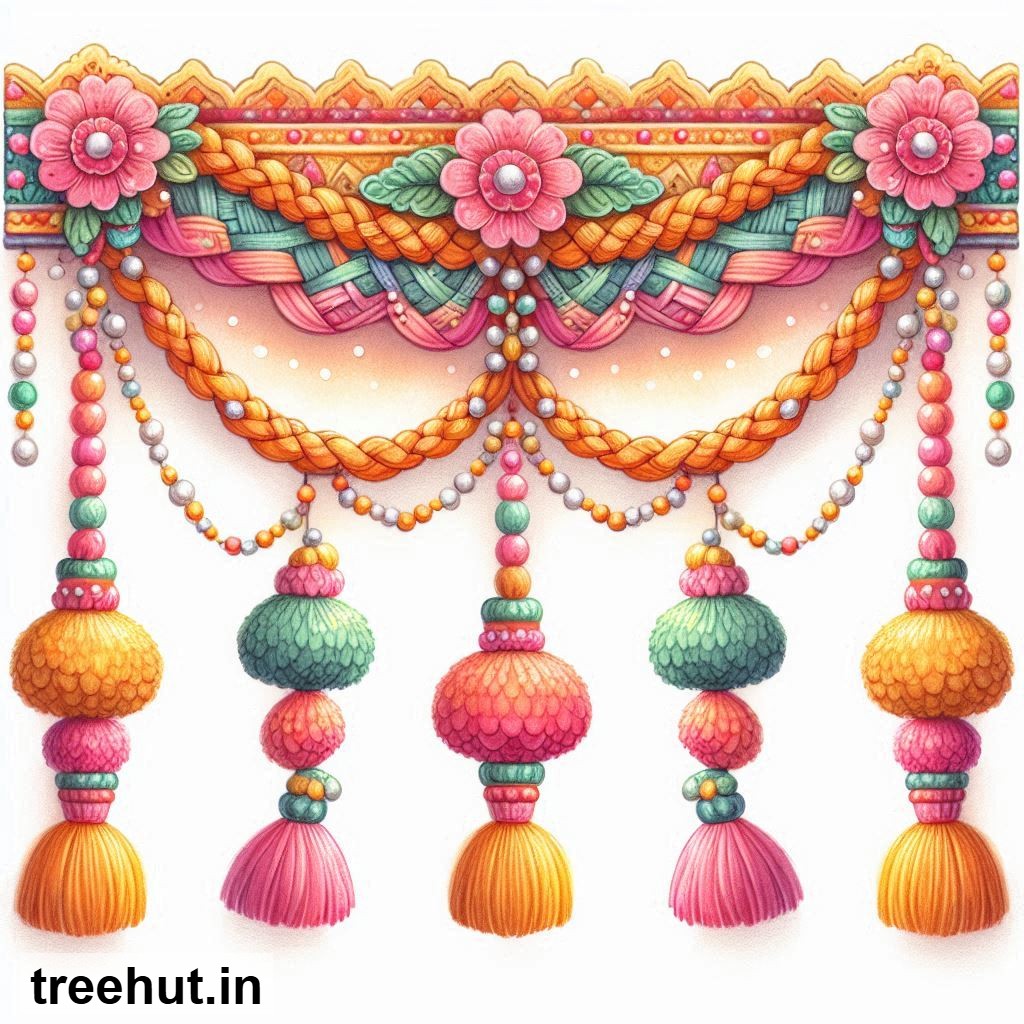 Free Colorful Toran Accent Cutout for Wall Hanging Decoration, Printables for Diwali, Navratri, Indian Festivals DIY Hindu Crafts