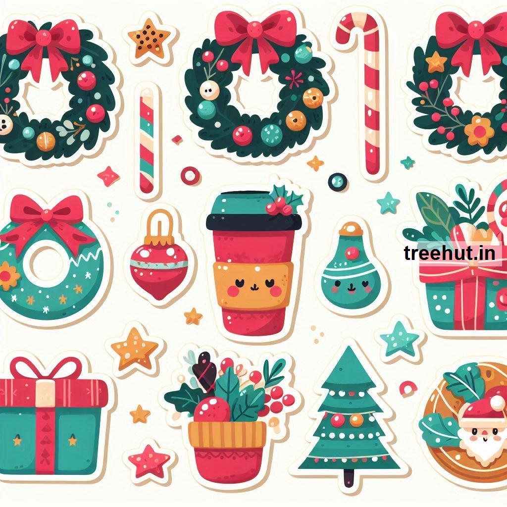 Free Printable Christmas Wreath Stickers and 85 ways to Decorate with Cute Christmas Wreath Stickers