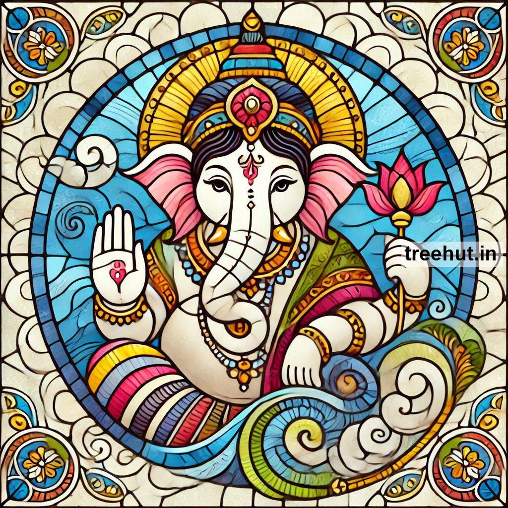 Ganesh Stain Glass Painting Ideas