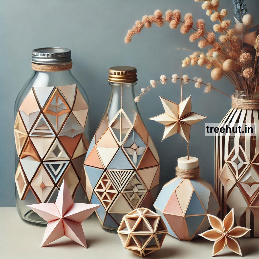 Geometric Bottle Decoration Ideas, Bottle Craft Ideas