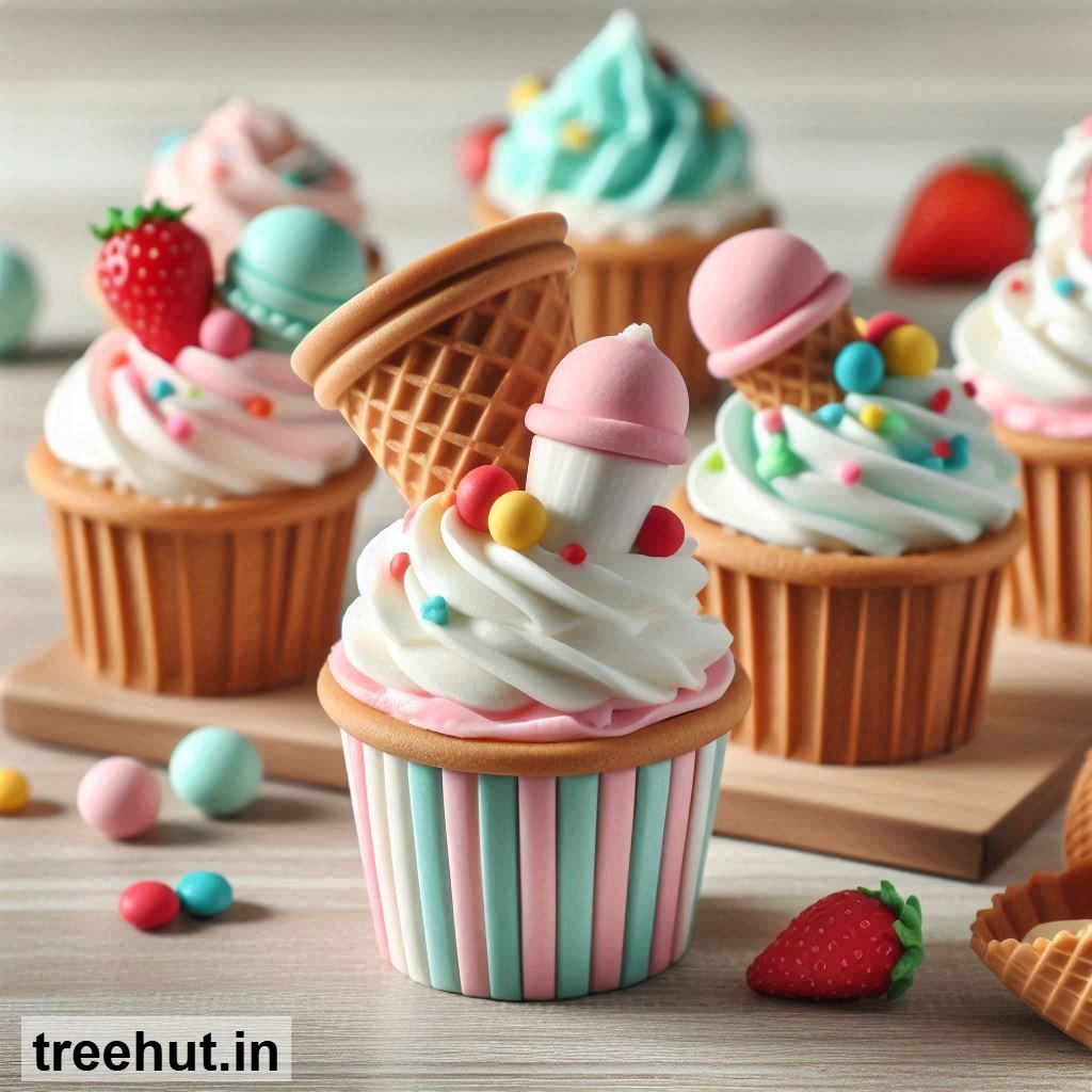 Ice Cream Cone Cupcake Decoration Ideas for Café, Cupcake Ideas, Mini Cake Ideas