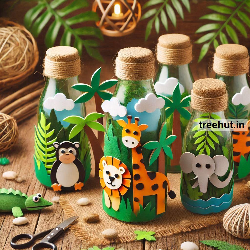 Jungle Bottle Decoration Ideas, Bottle Craft Ideas
