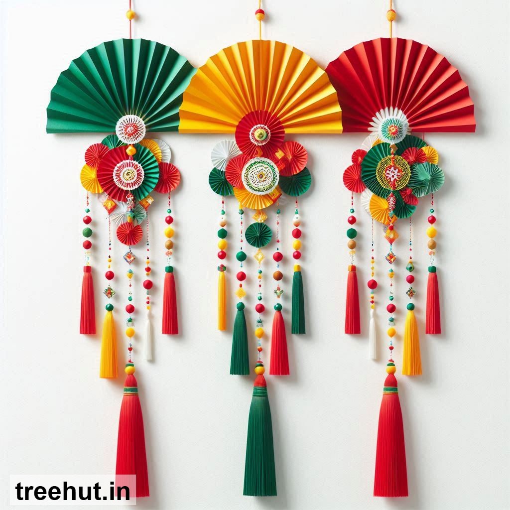 Paper Fan Wall Decoration Ideas for Navratri, Ganpati Utsav, Diwali with Decoration Techniques