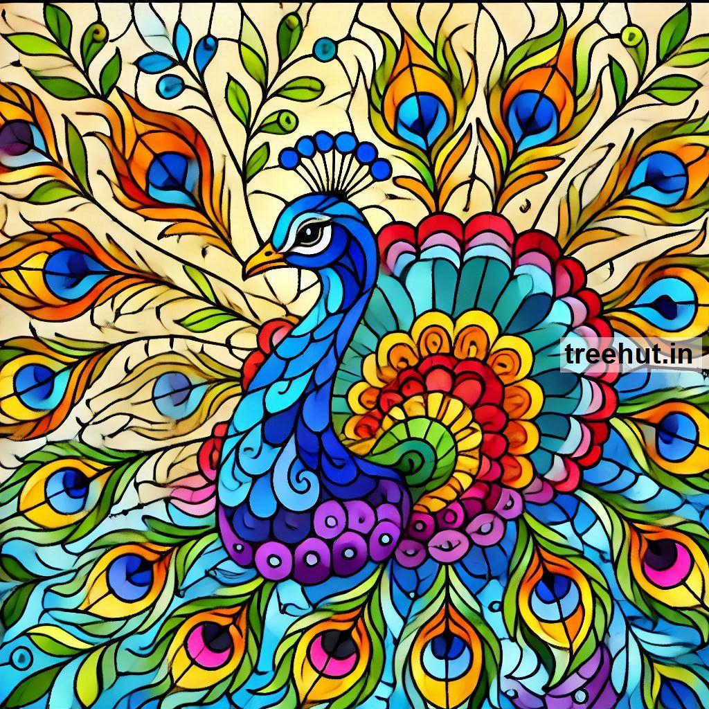 Peacock Stain Glass Painting Ideas