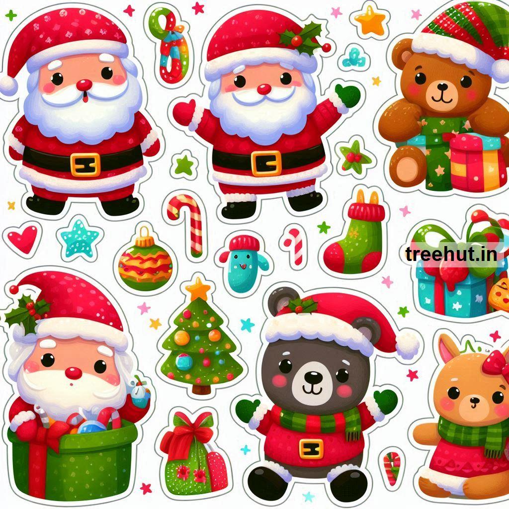 Printable Santa Claus Stickers and 50 Craft Ideas with Cute Santa Claus Stickers