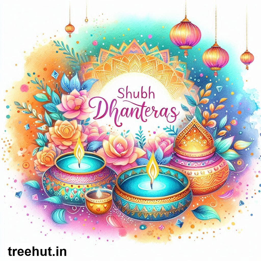 Shubh Dhanteras Images Stickers for Whatsapp Status, Dhanvantari Jayanti Free Diwali Decorations