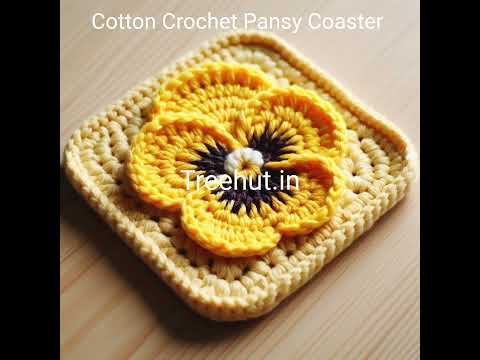 Cotton Pansy Flower Crochet Coasters #crochetideas #festivalhomedecor #crochet