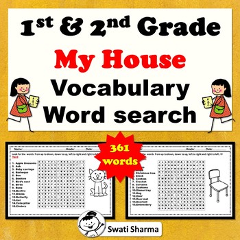 1st & 2nd Grade, My House Vocabulary Word search Worksheets