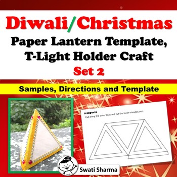 Diwali, Christmas Craft, Paper Lantern Template, T-Light Holder, Set 2